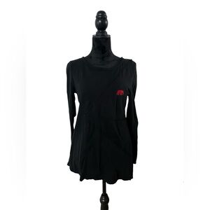 neon buddha Black Long Sleeve Top with Red Elephant